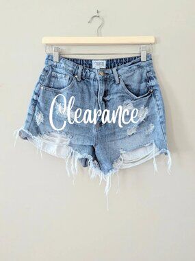 Insane Gene High Rise Denim Distressed Ripped Shorts Light Wash Size Small
